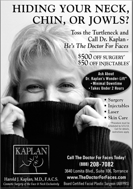 Kaplan Black & White Turtleneck Ad